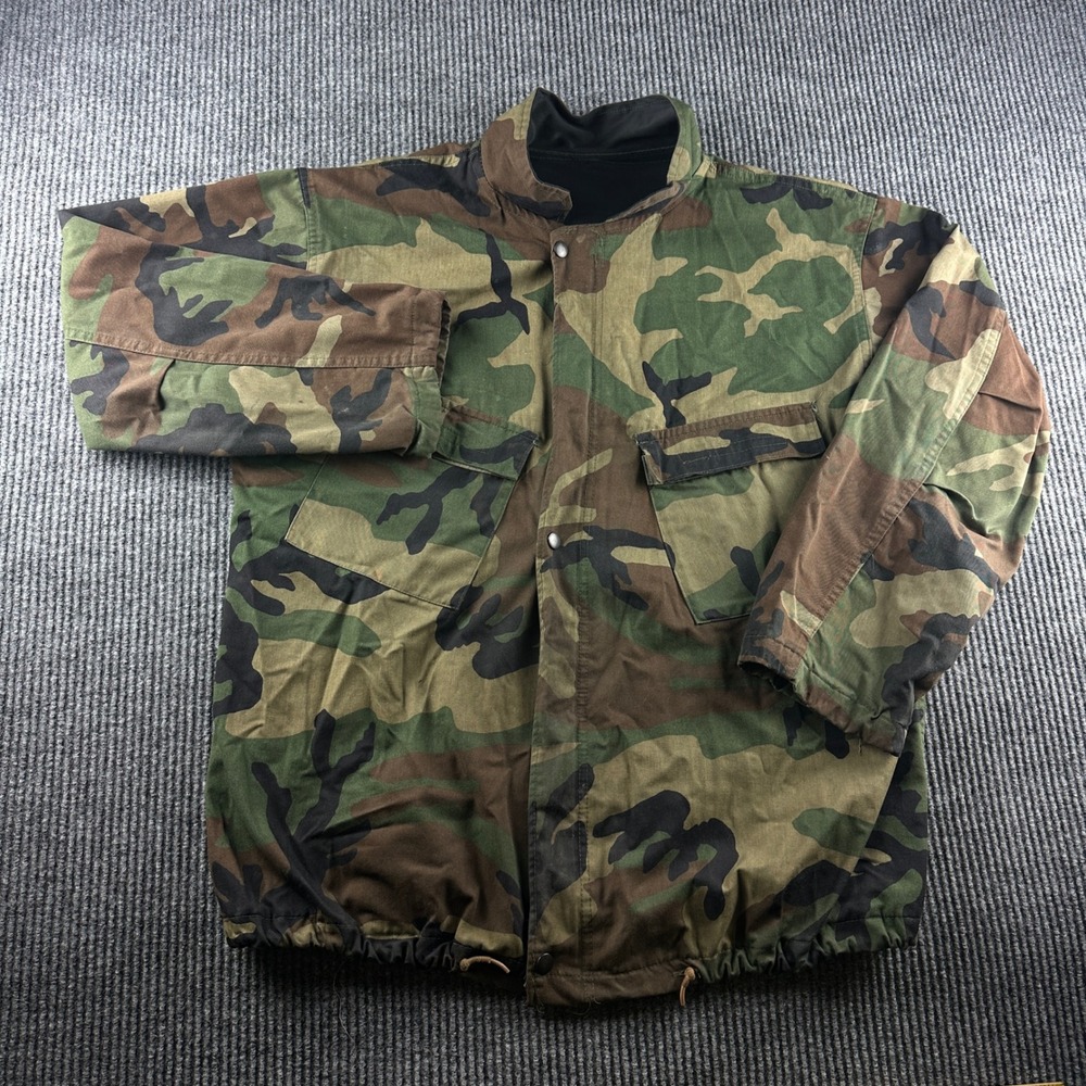 Vintage Winfield Mfg Co Woodland Camo Chemical Protective Suit Coat Mens Medium